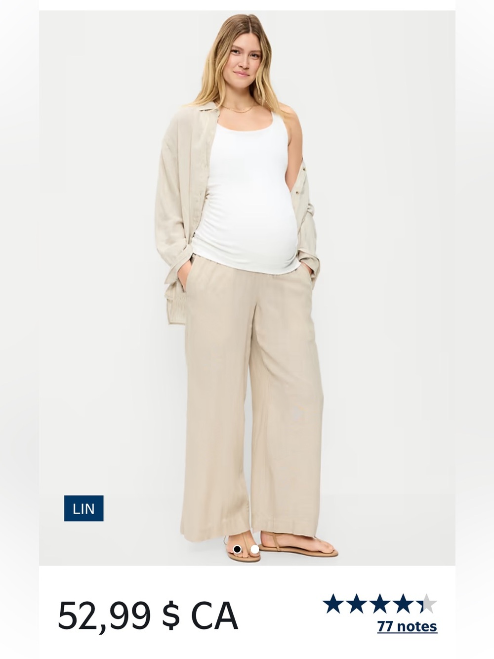 Brown Linen Wide Leg Maternity Pants